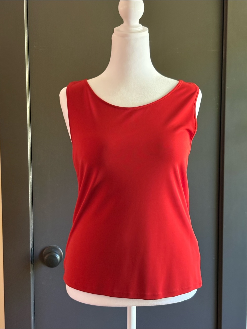 DKNY Red Scoop Neck Sleeveless Tank Top